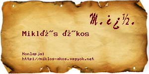 Miklós Ákos névjegykártya